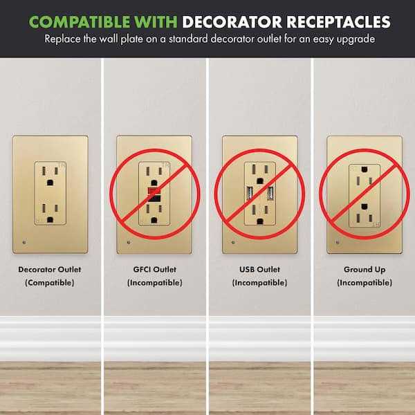 TOPGREENER 1-Gang Decorator/Rocker Outlet Plastic Screwless Midsize Wall Plate with Nightlight - Image 4