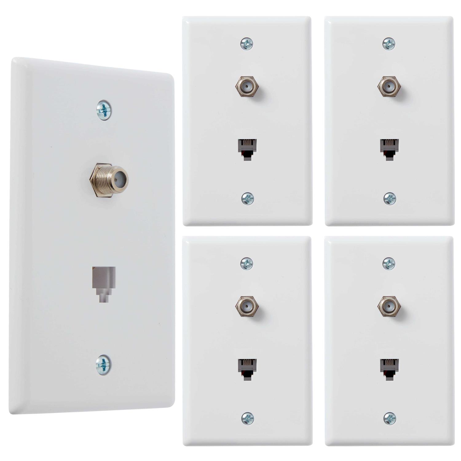 Newhouse Hardware White 1-Gang 1 Phone/1-Coaxial Phone/Video Jack Wall Plate