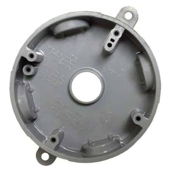 Sealproof 5 Hole Nonmetallic Weatherproof Round Electrical Outlet Box with 3/4 Outlet Holes and 1/2 Reducer Bushings