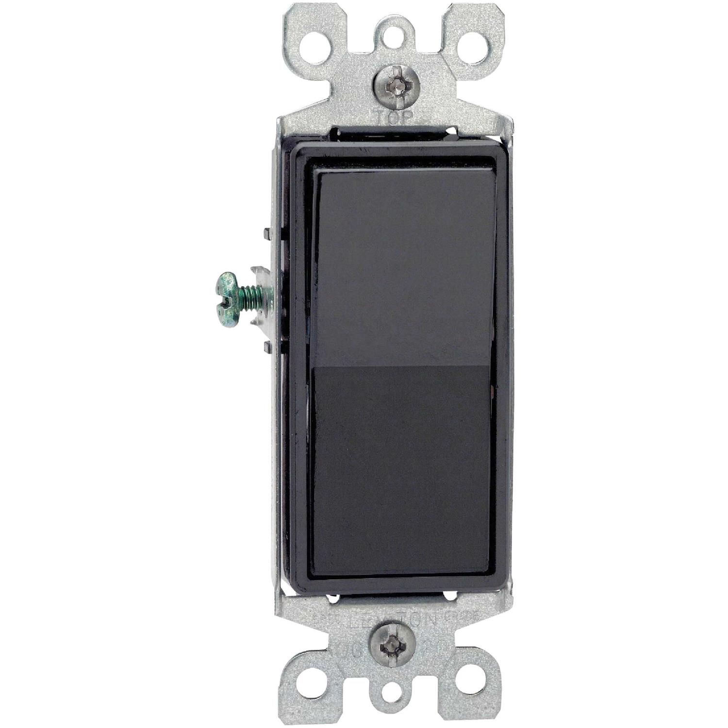 Leviton Black 15 Amp Decora Rocker Switch - Image 2