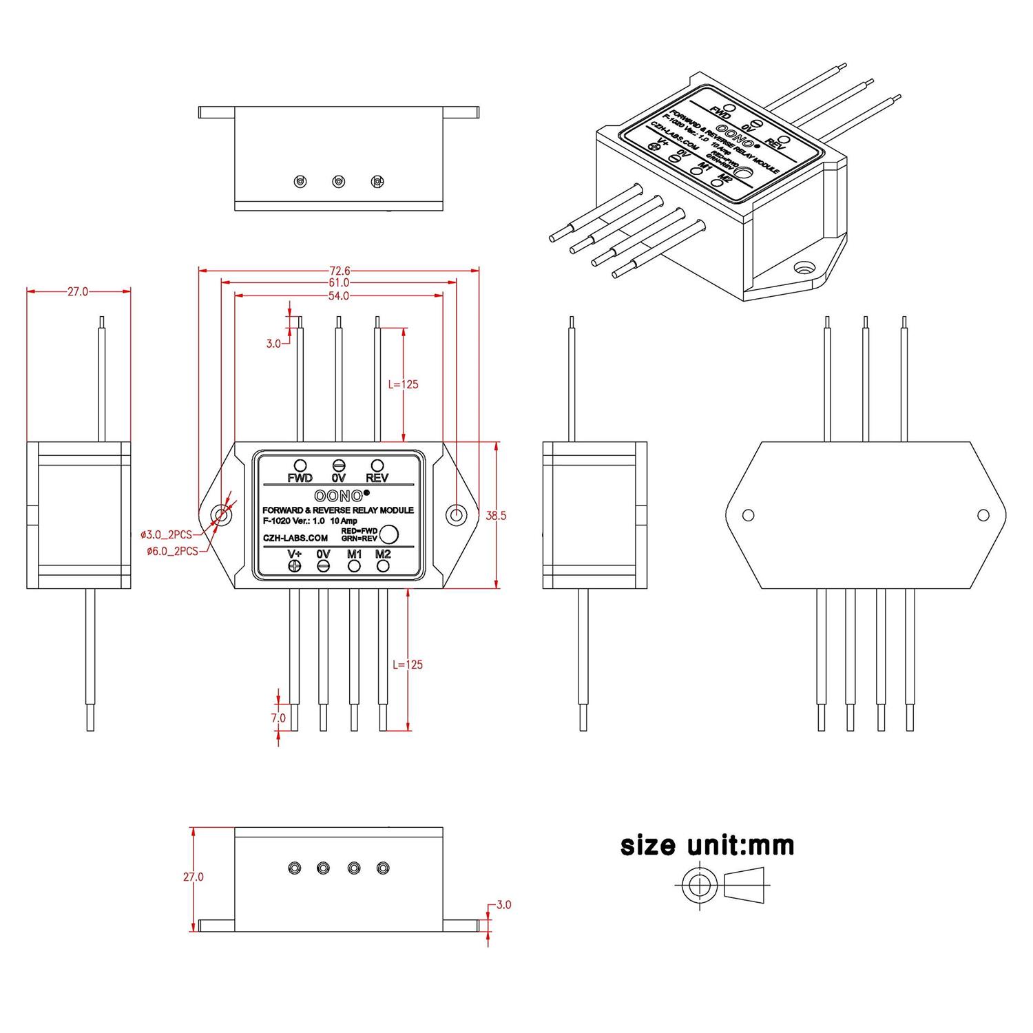 24V 10Amp Forward and Reverse Relay Module for Motor / Linear Actuator - Image 5