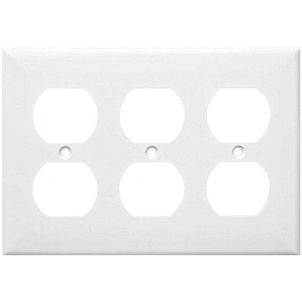 Enerlites 3-Gang Duplex Outlet Wall Plate 8823-W