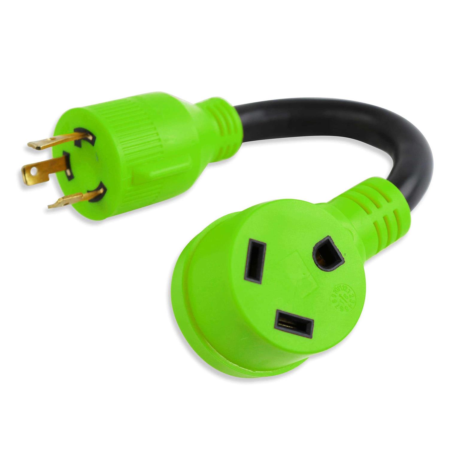 Gen RV 12 L5-30 Amp Locking 3-Prong Plug/TT-30 30 Amp Standard Receptacle Generator Adapter with Grip