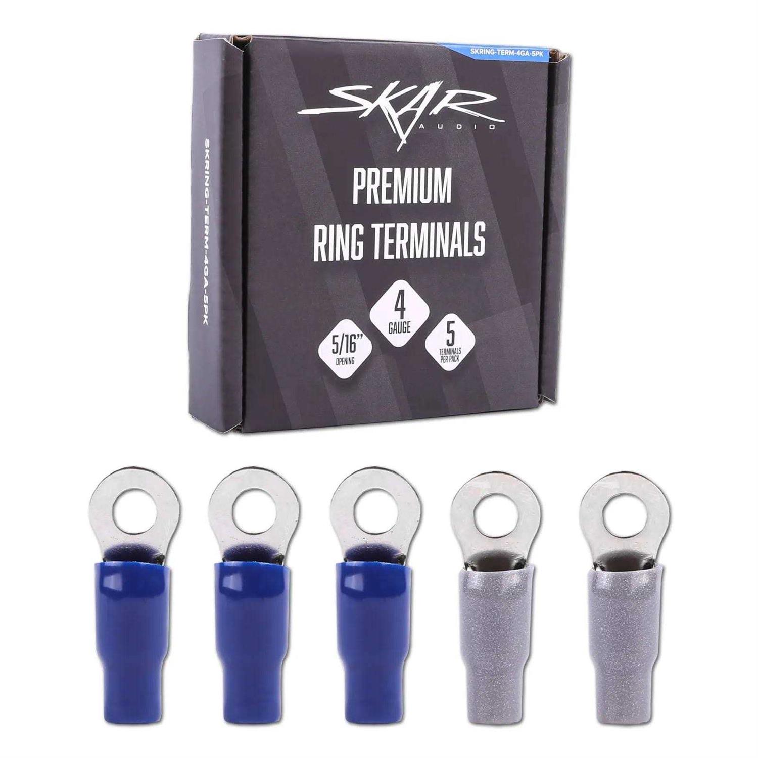 Skar Audio 4 Gauge Nickel Plated Premium Ring Terminals - Image 2