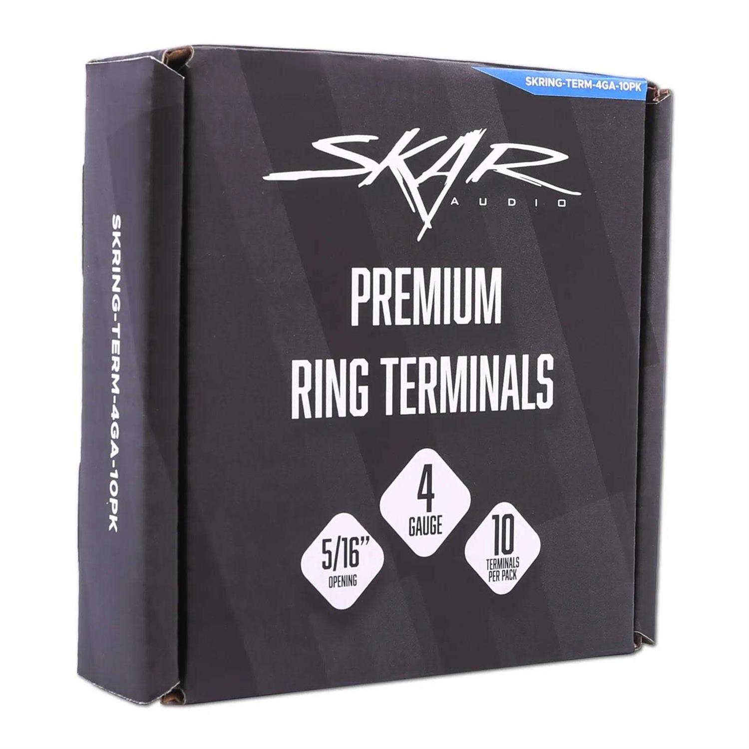 Skar Audio 4 Gauge Nickel Plated Premium Ring Terminals - Image 2
