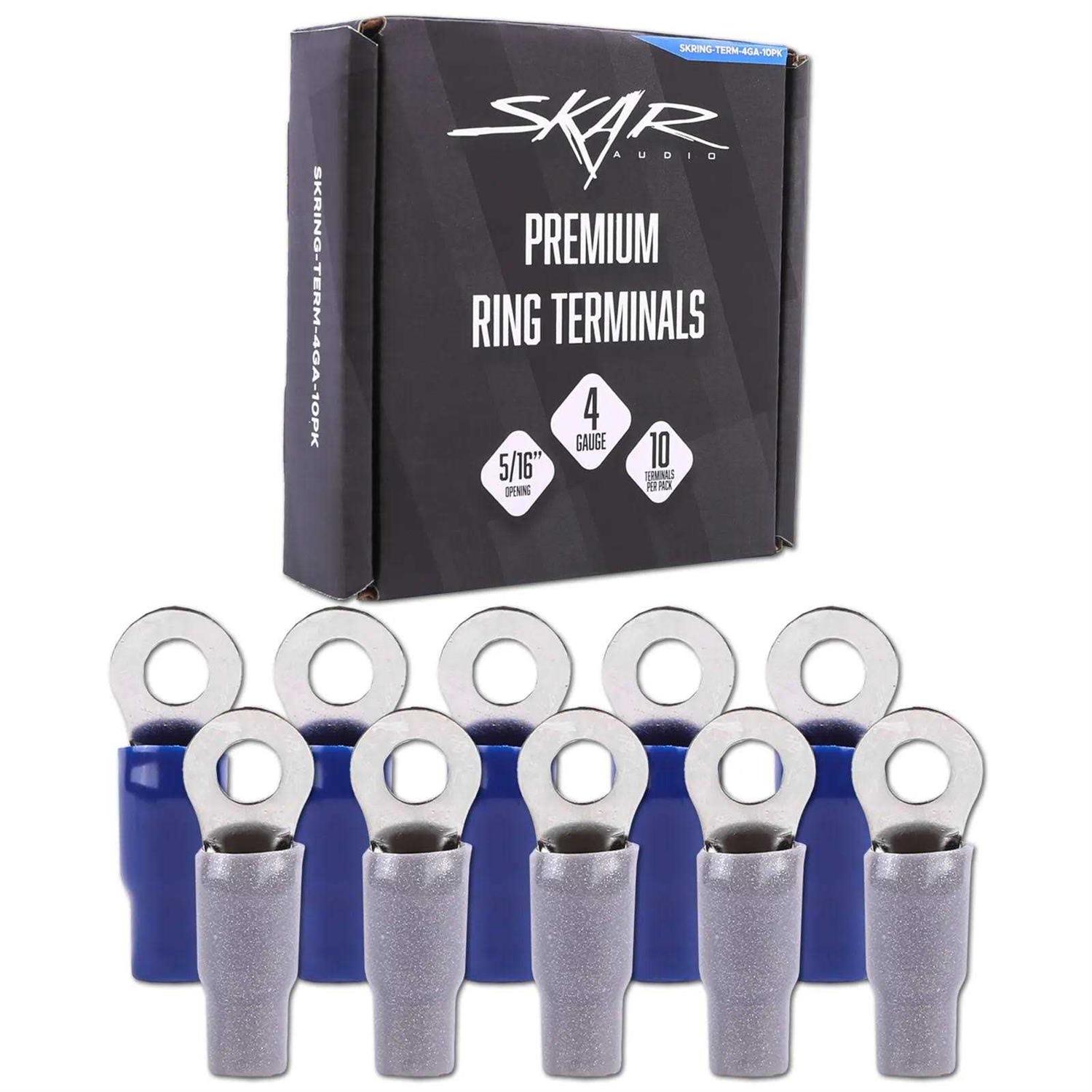 Skar Audio 4 Gauge Nickel Plated Premium Ring Terminals - Image 4