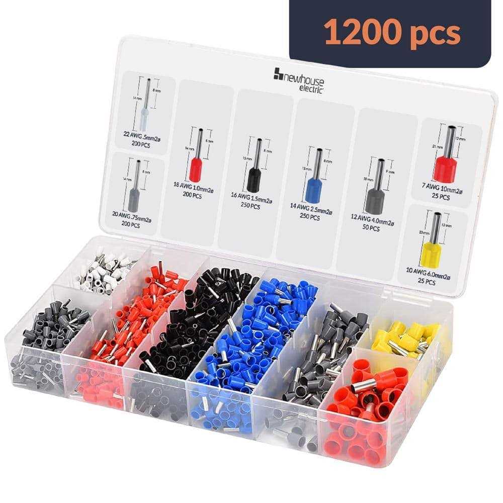Newhouse Electric Insulated Wire Ferrule Refill Kit 225 Pcs Sized AWG 22-7 For Use With Crimping Tool