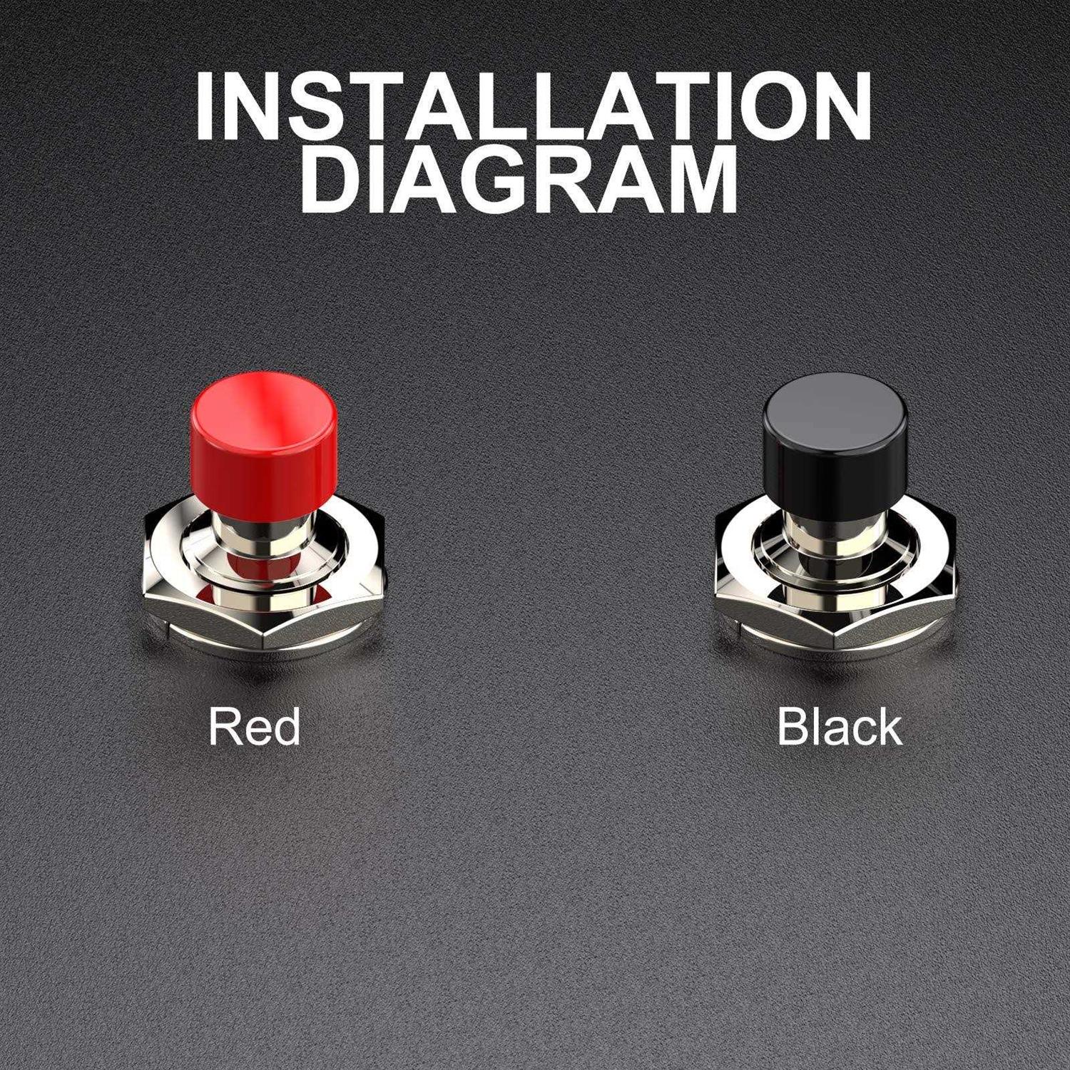 DIYhz Momentary Push Button Switch 1A 250VAC SPST Mini Pushbutton Switches Normally Open Red Cap - Image 3
