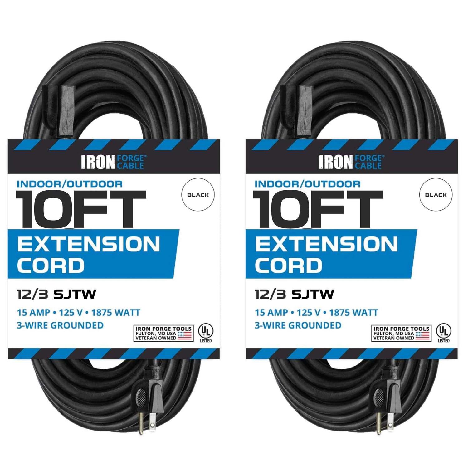 IRON FORGE CABLE 2 Pack of 10 Ft Heavy Duty Extension Cord Outdoor