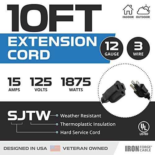 IRON FORGE CABLE 2 Pack of 10 Ft Heavy Duty Extension Cord Outdoor - Image 4