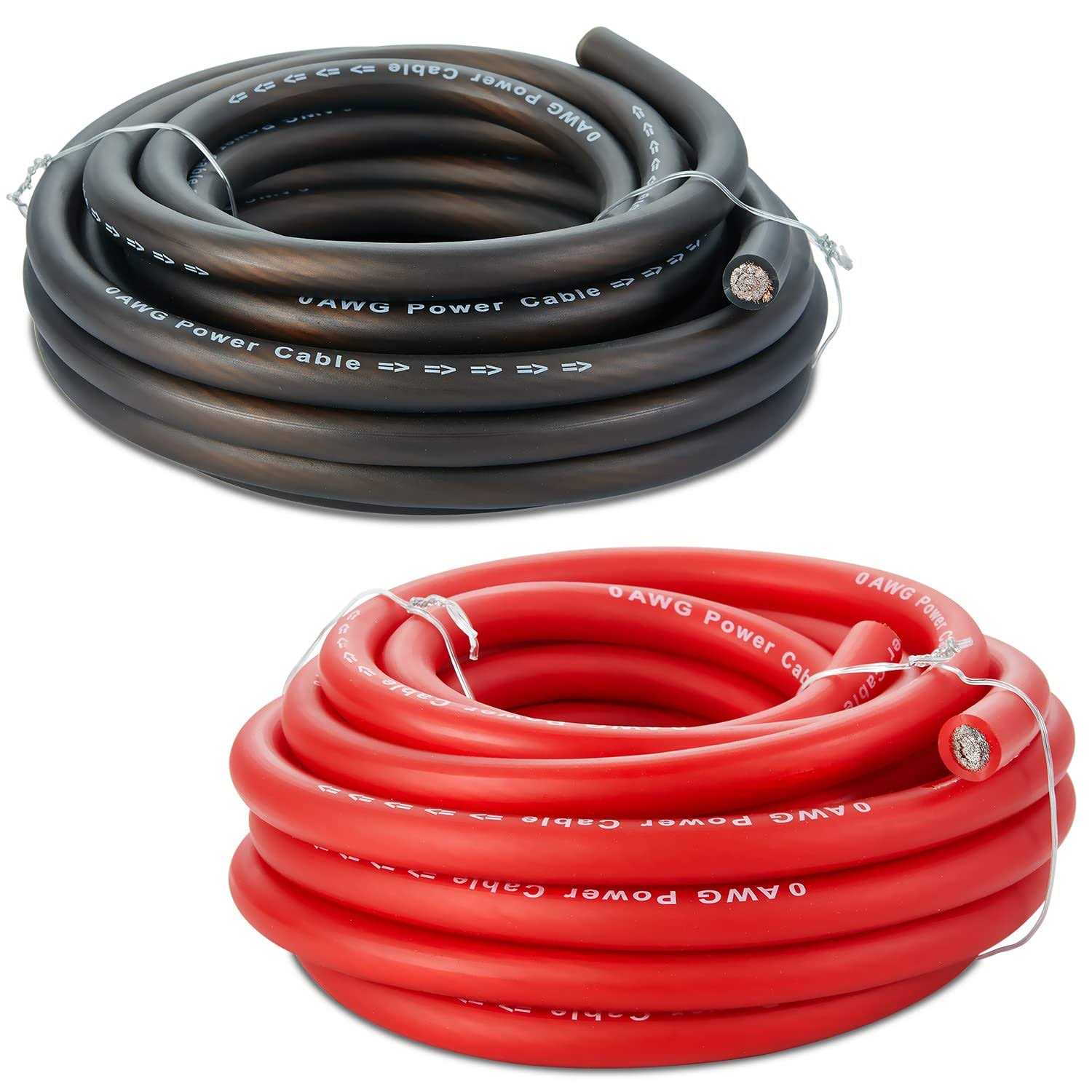 Topstronggear Gauge 25ft Black and 25ft Red Powerground Wire True AWG Power Wire-True Spec and Soft Touch Cable