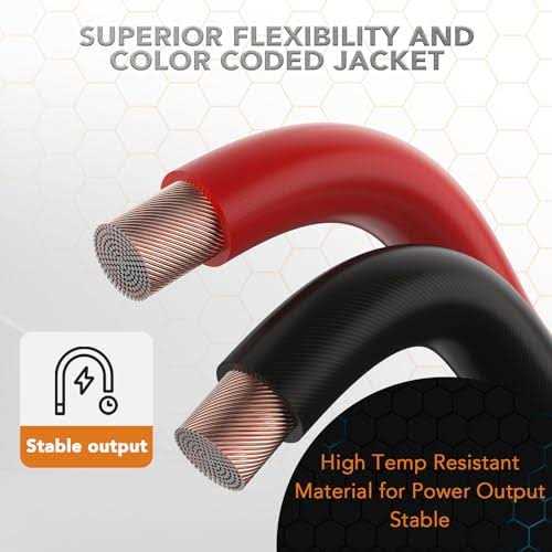 Topstronggear Gauge 25ft Black and 25ft Red Powerground Wire True AWG Power Wire-True Spec and Soft Touch Cable - Image 5