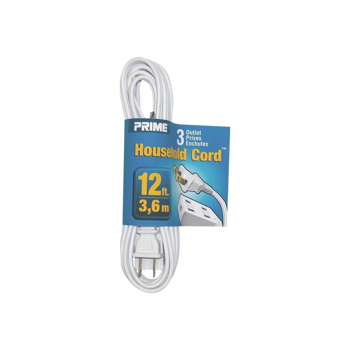 Prime EC660612 12 ft. 16 02 15 Spt-2 White 3-Outlet Household Extension Cord - Image 4