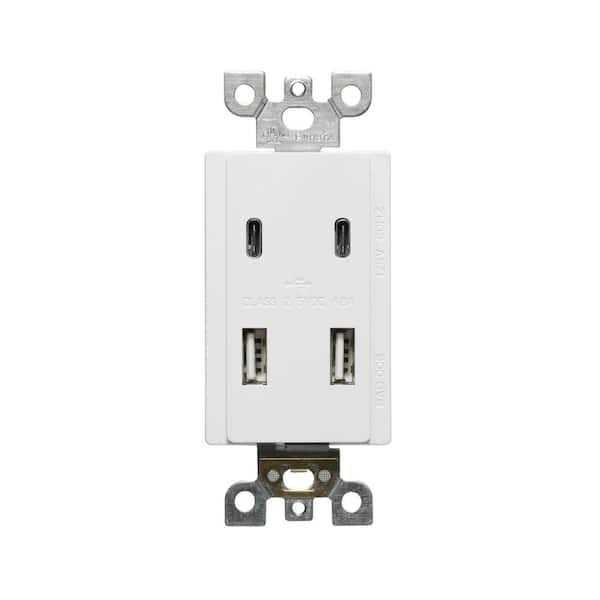TruePower 4.8 Amp, 5-Volt 2-Port USBA and 2-Port USBC Charger Duplex Wall Outlet Receptacle - Image 4