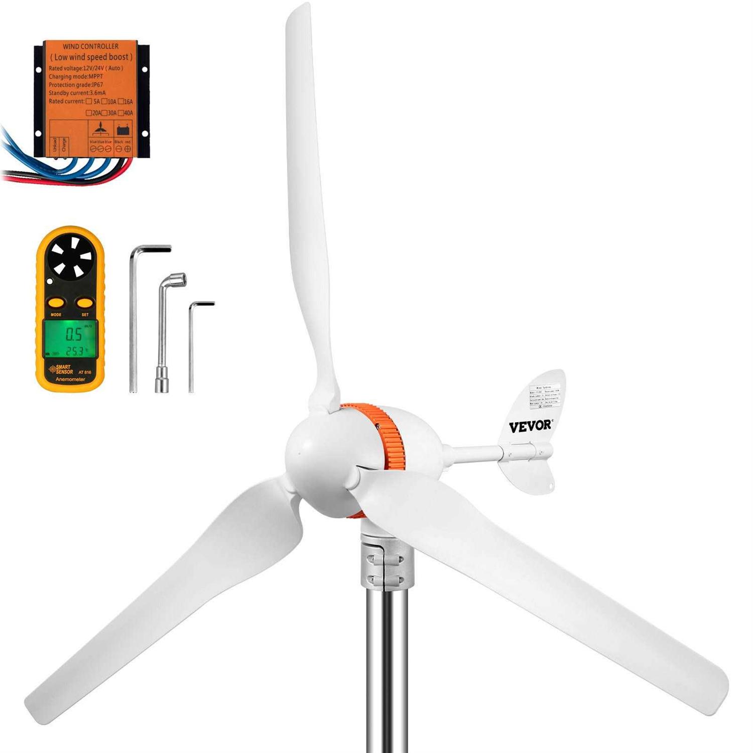 VEVOR Wind Turbine Generator 12V/AC Wind Turbine Kit 400W Wind Power Generator with MPPT Controller 3 Blades Auto Adjust Wind YFLFDJKZQFSYSSF0CV0