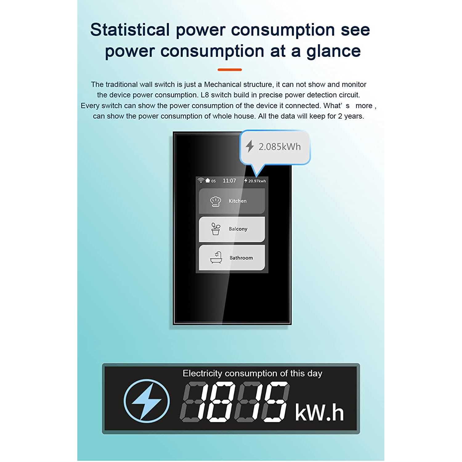 Smart Living&Technology Lcd Wi-Fi Light Switch SLT117 - Image 2