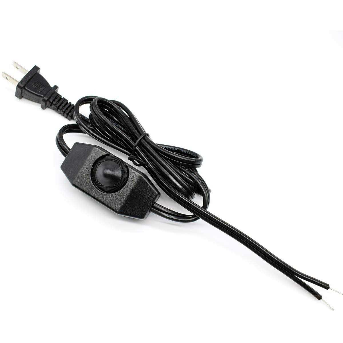 PLUSPOE Rotary Dimmer Switch w/ 5.0ft Extension AC Power Cord Plug Cable for Halogen and Incandescent Bulbs lamp - Image 2
