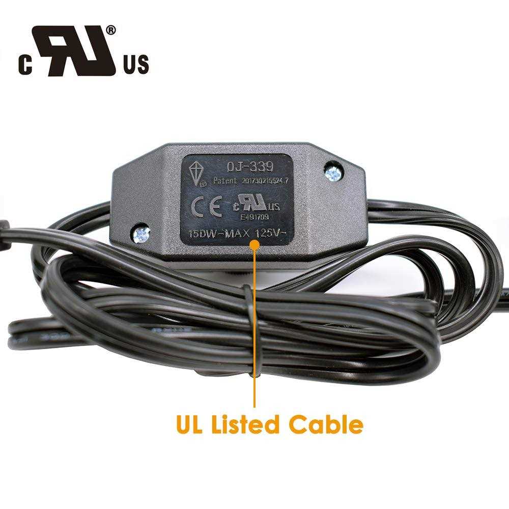 PLUSPOE Rotary Dimmer Switch w/ 5.0ft Extension AC Power Cord Plug Cable for Halogen and Incandescent Bulbs lamp - Image 3