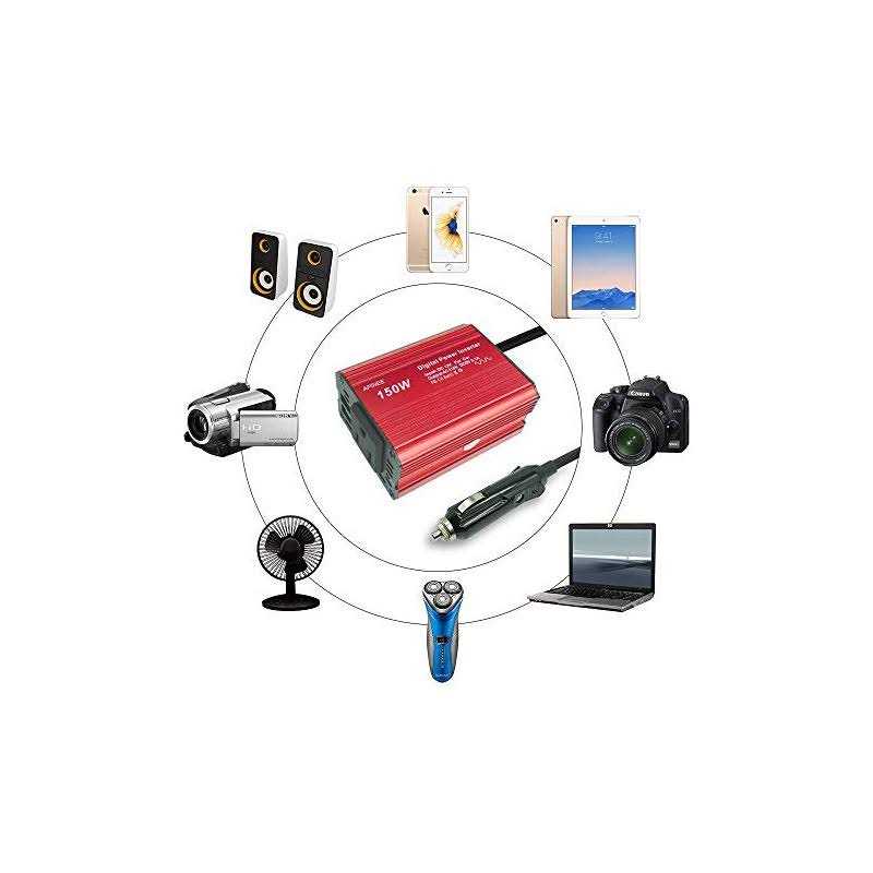 UEIUA 150W Car Power Inverter,12V DC to 110V AC Converter with 2.1A 1A Dual USB Ports Charger Adapter Car,Car Plug Adapter Outlet for Laptop Phone - Image 2