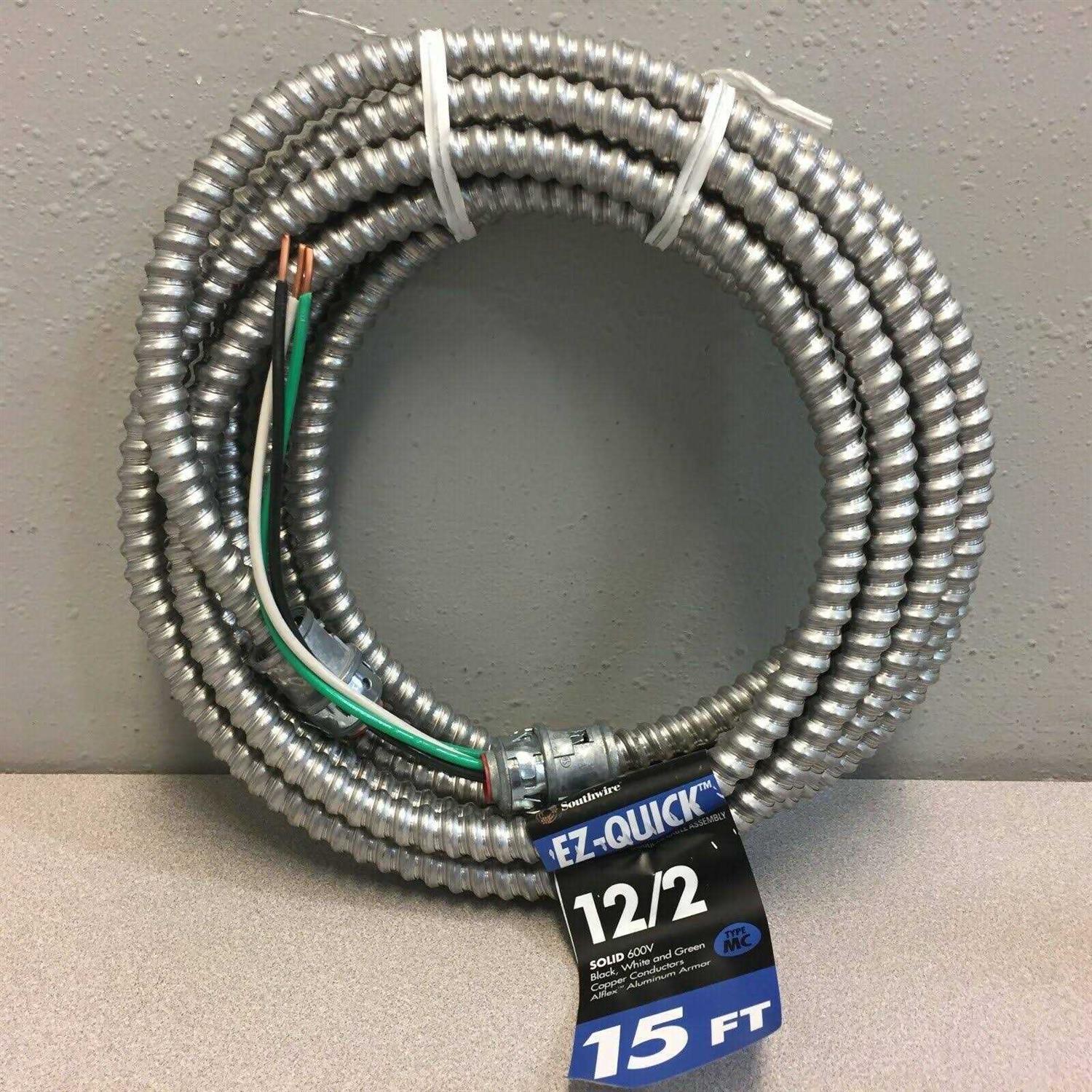 Southwire 15 ft. 12/2 Solid CU MC Armorlite Modular Assembly Quick Cable Whip 56482501 - Image 2