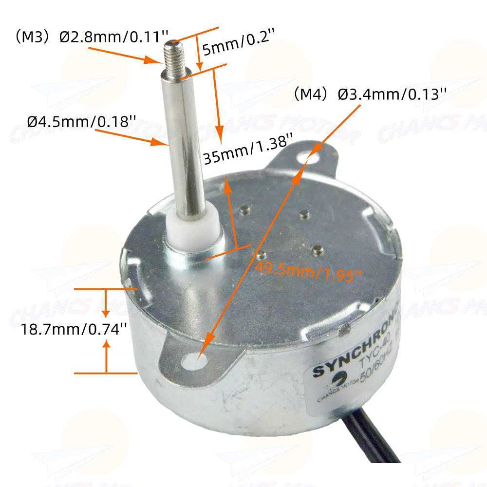 CHANCS TYC-40 AC 12V Synchronous Motor 5RPM CW/CCW Shaft Length 3.5cm by Electric Motor Suppliers - Image 5