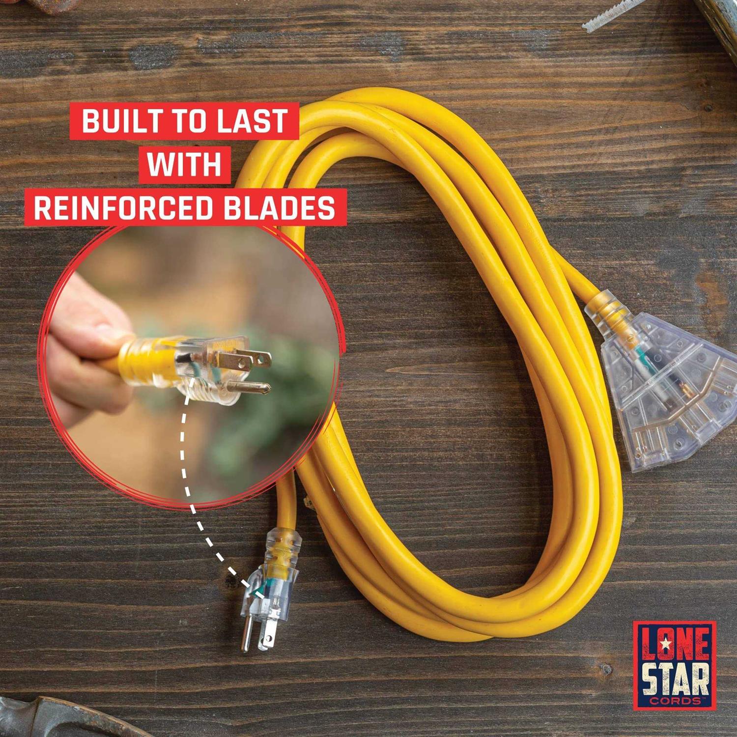 Lone Star 10 Gauge Extension Cord 25 Ft with 3 Outlets Heavy Duty Extension Cord with Multiple Outlets - Image 3