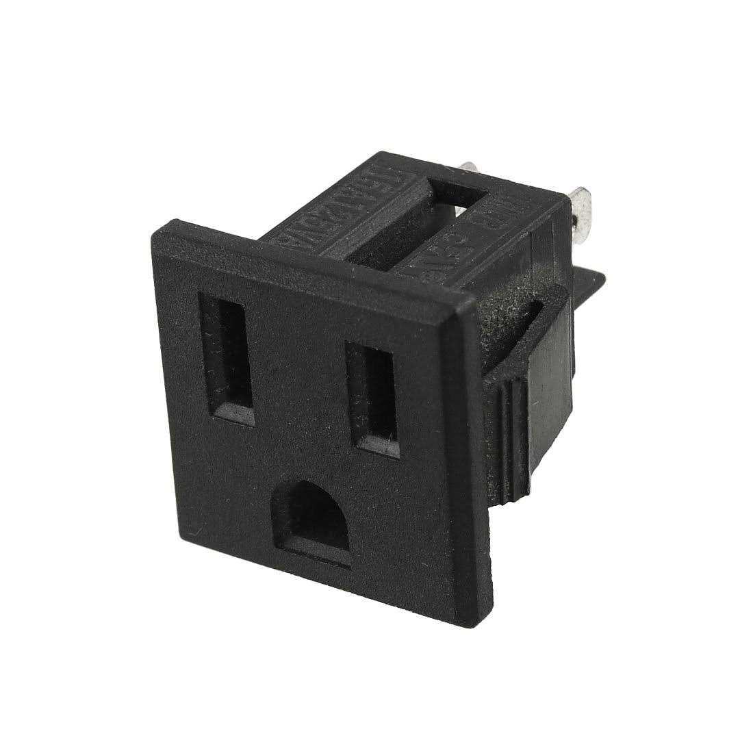 Uxcell US Plug AC 125V 15A Panel Mount Outlet Power Socket Black