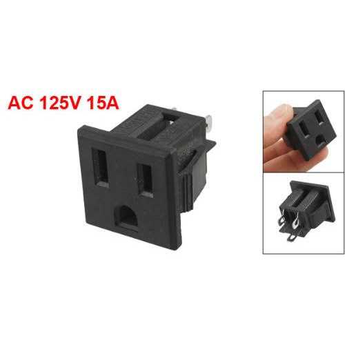 Uxcell US Plug AC 125V 15A Panel Mount Outlet Power Socket Black - Image 2