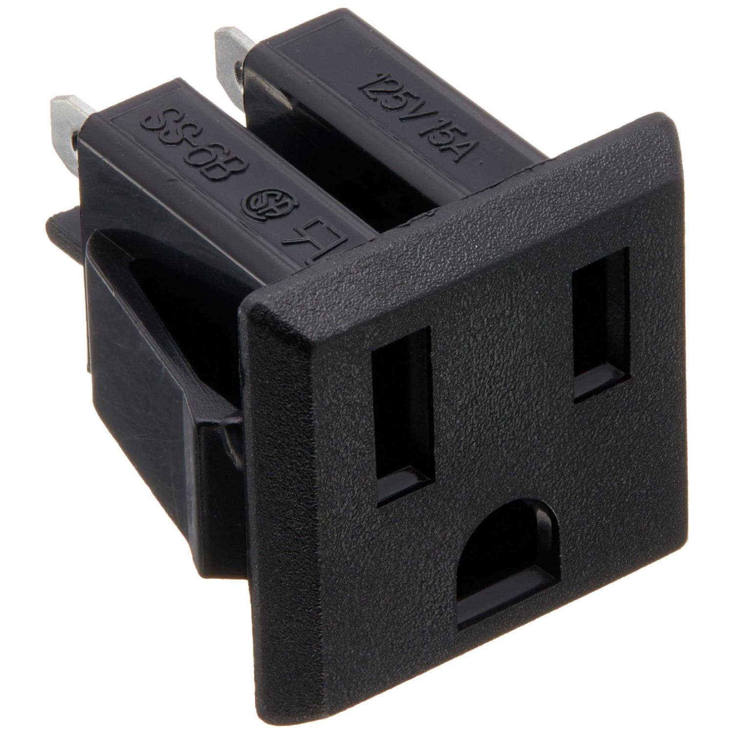 Uxcell US Plug AC 125V 15A Panel Mount Outlet Power Socket Black - Image 4