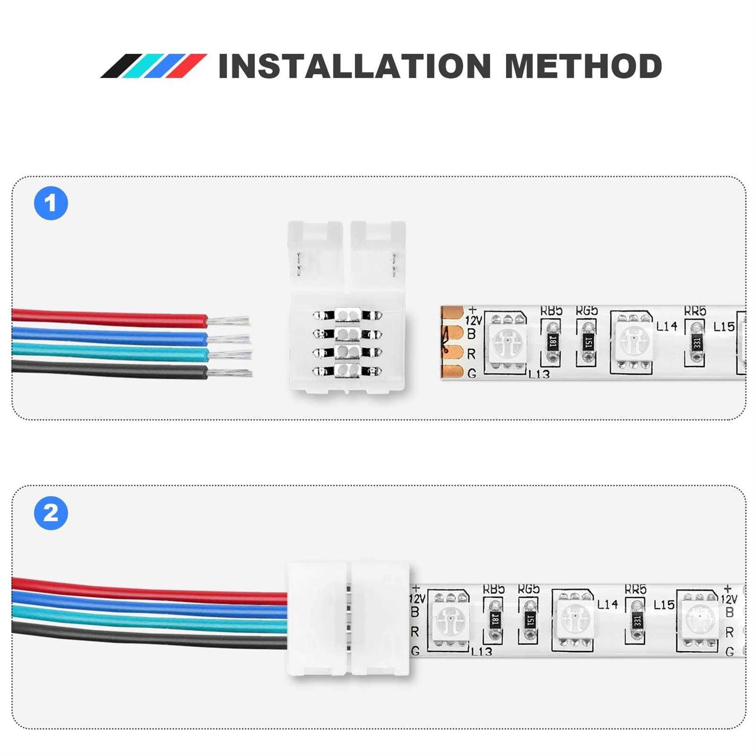 VIABRICO 4pin RGB Wire Extension Cable, with Spool and 8pcs RGB Led Strip Connectors - Image 5