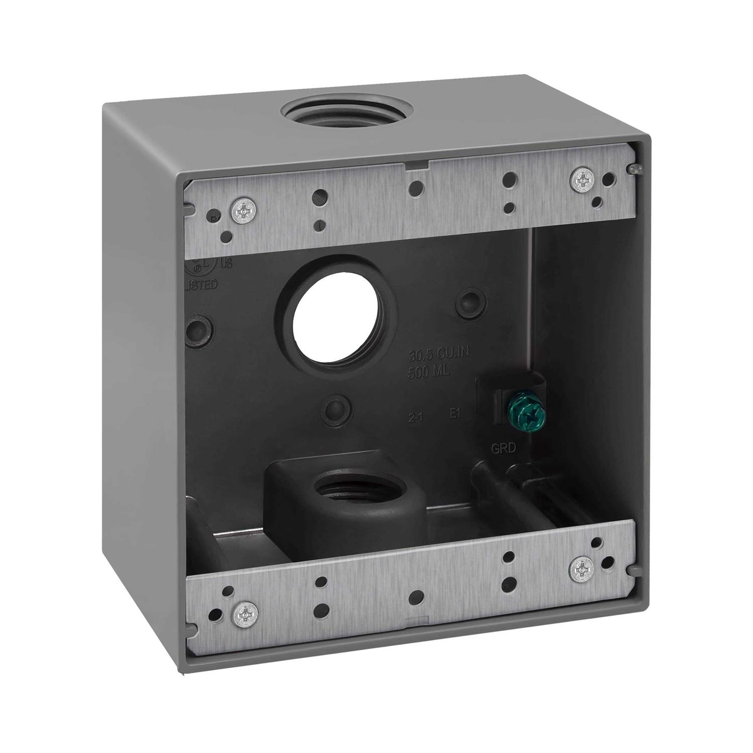 Enerlites Weatherproof Outlet Box with Three 3/4-in Threaded Outlets Outdoor Electrical Box