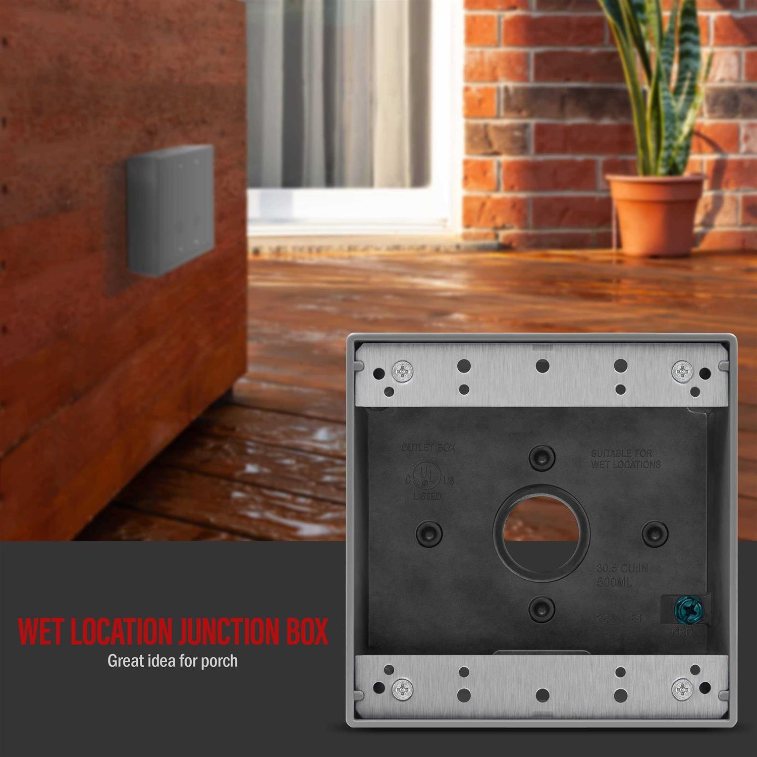 Enerlites Weatherproof Outlet Box with Three 3/4-in Threaded Outlets Outdoor Electrical Box - Image 2