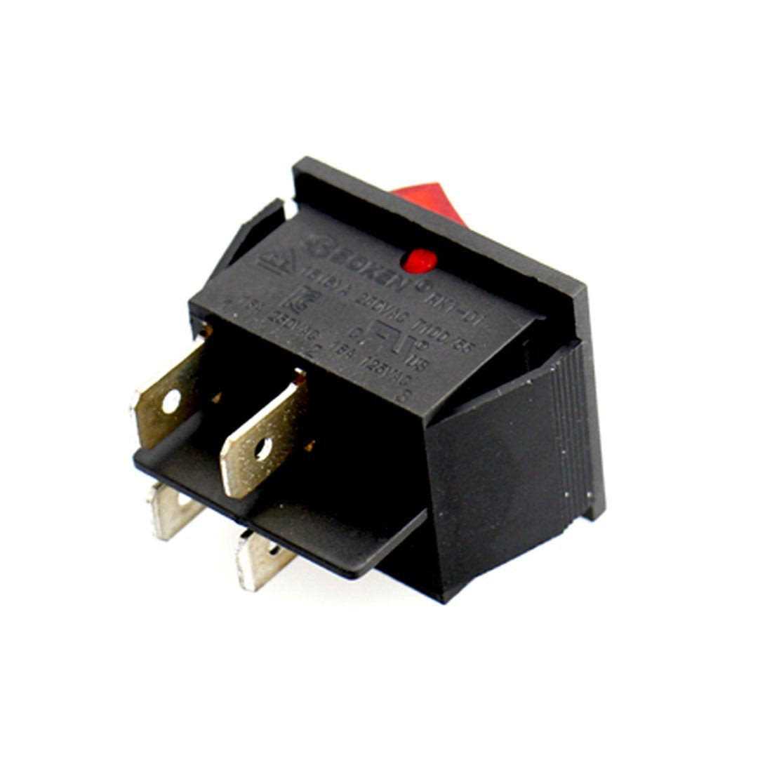 Baomain Red Light DPST ON/Off Snap in Boat Rocker Switch 4 Pin 16A/250V UL TUV List 1 Pack - Image 3