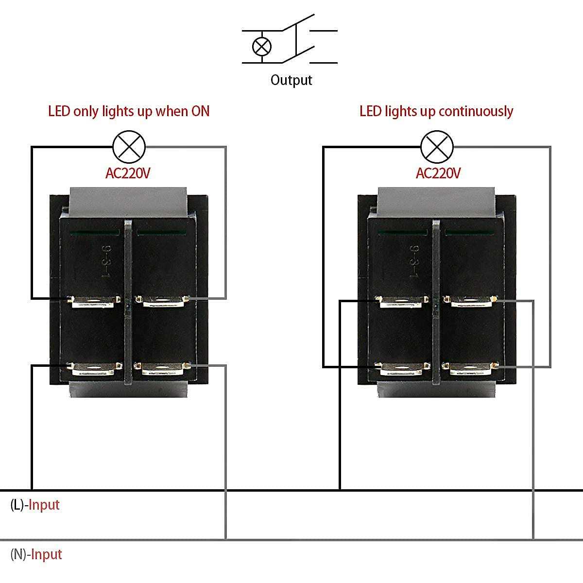 Baomain Red Light DPST ON/Off Snap in Boat Rocker Switch 4 Pin 16A/250V UL TUV List 1 Pack - Image 4