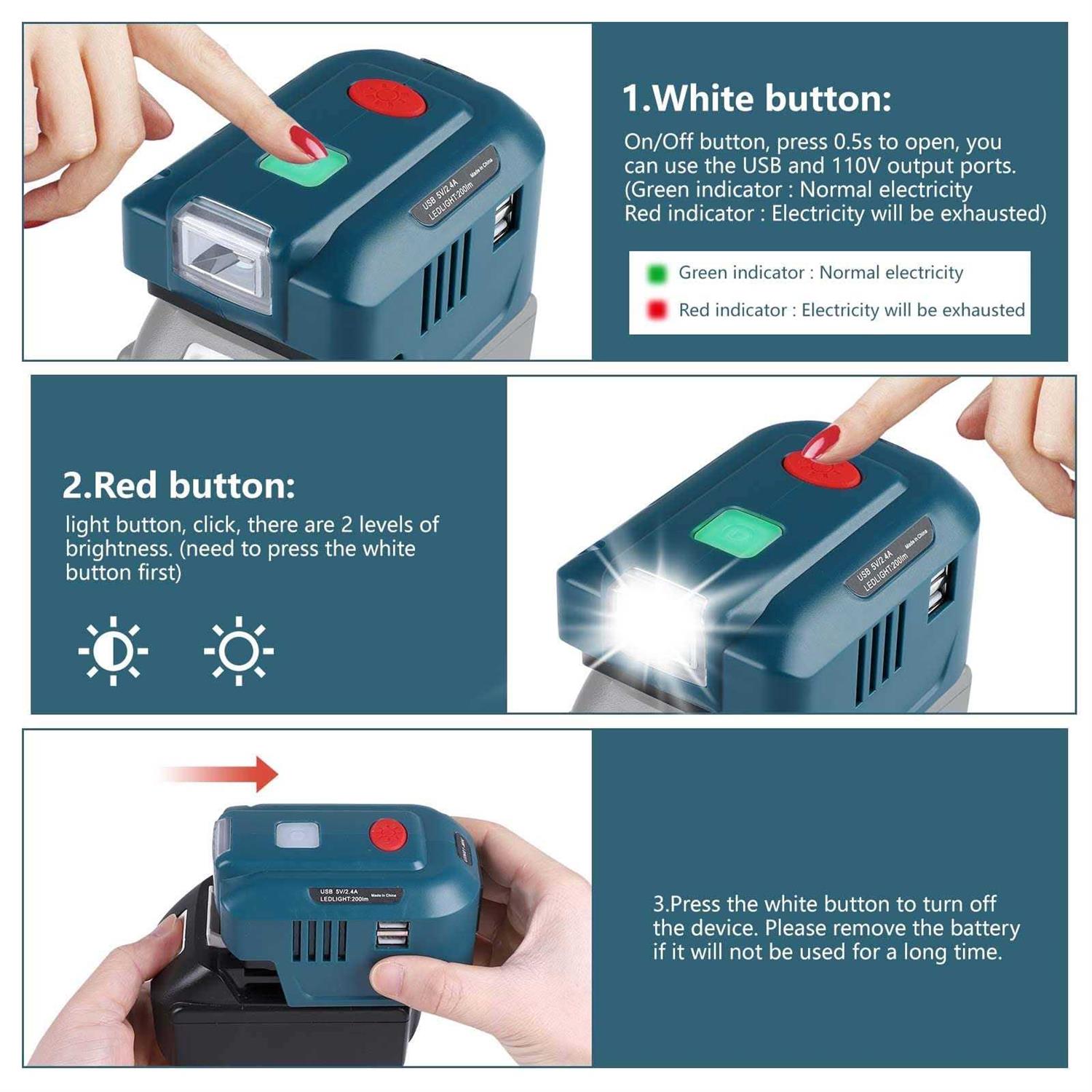 Eid Portable Power Inverter For Makita 18V Battery,150W Power Station Ac Outlet - Image 4