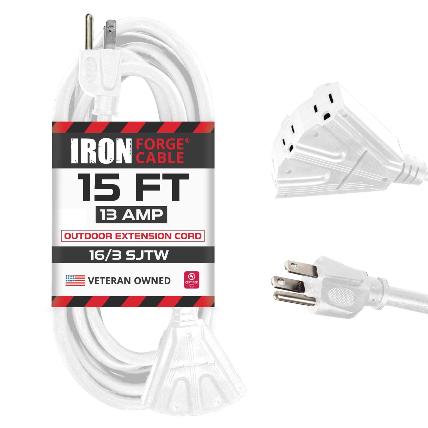 Iron Forge Cable Outdoor Extension Cord with 3 Electrical Power Outlets