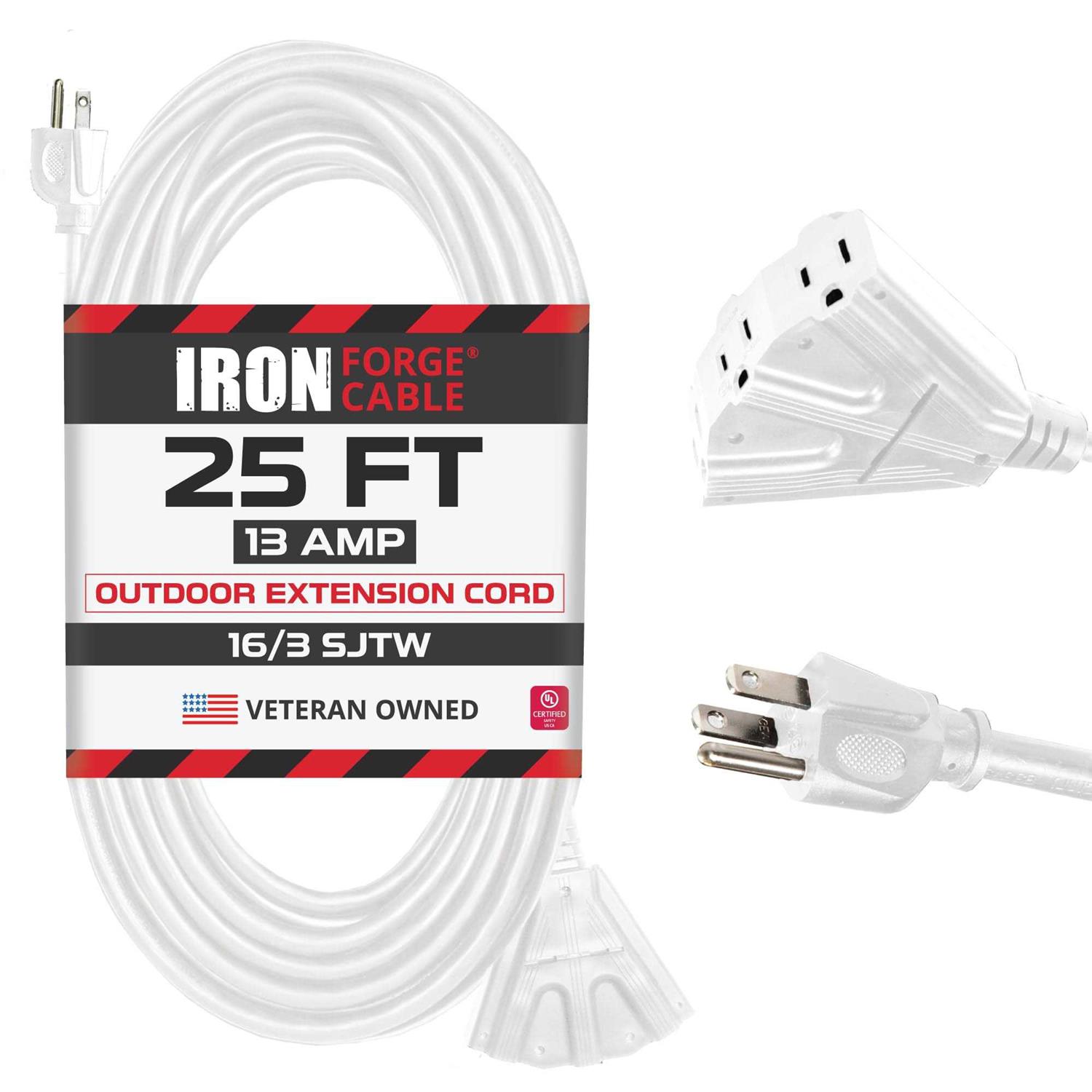 Iron Forge Cable Outdoor Extension Cord with 3 Electrical Power Outlets