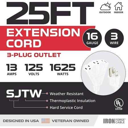 Iron Forge Cable Outdoor Extension Cord with 3 Electrical Power Outlets - Image 4