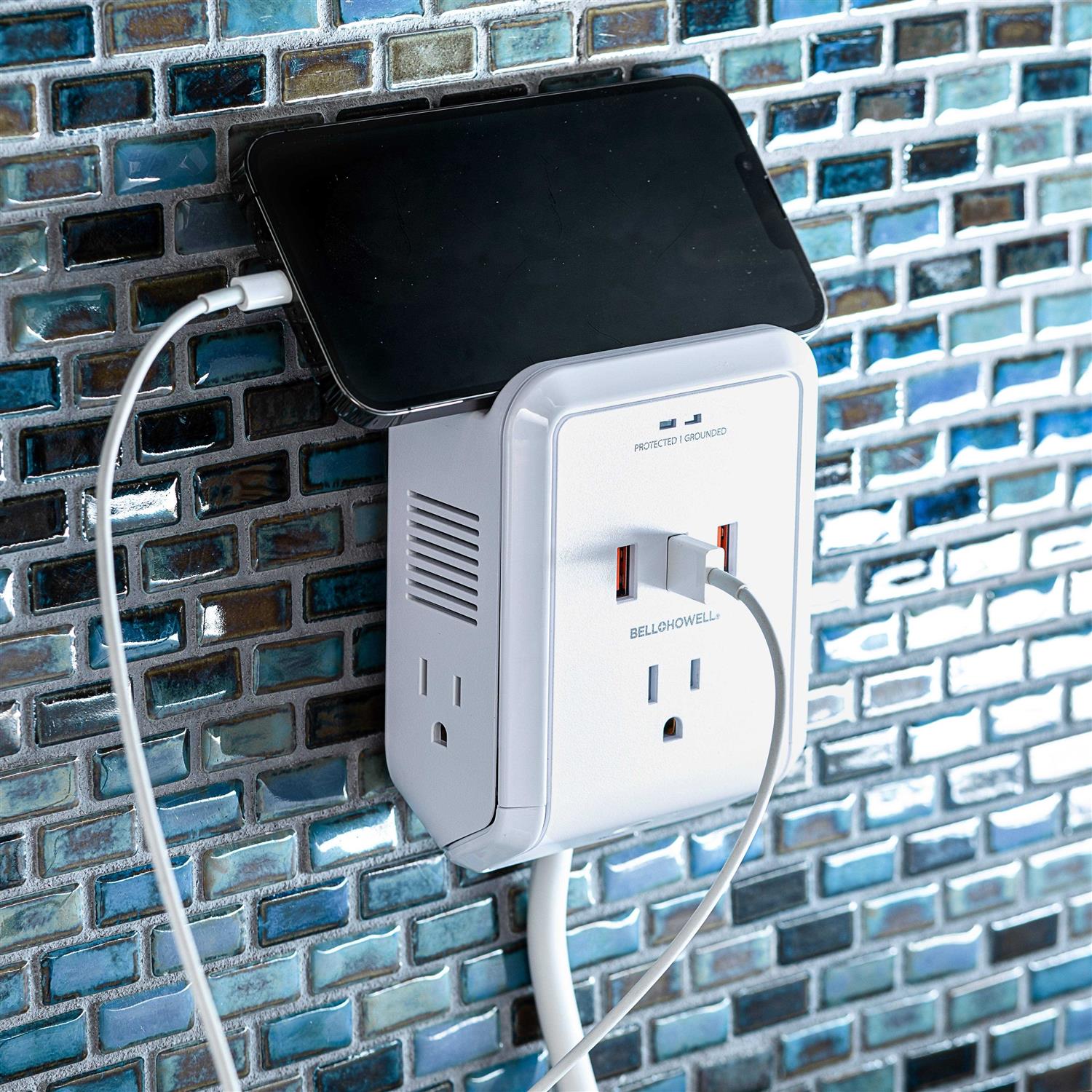 Bell + Howell 3-Outlet Power Pro Wall Outlet Surge Protector with 3 USB Ports and Extension Cord - Image 2