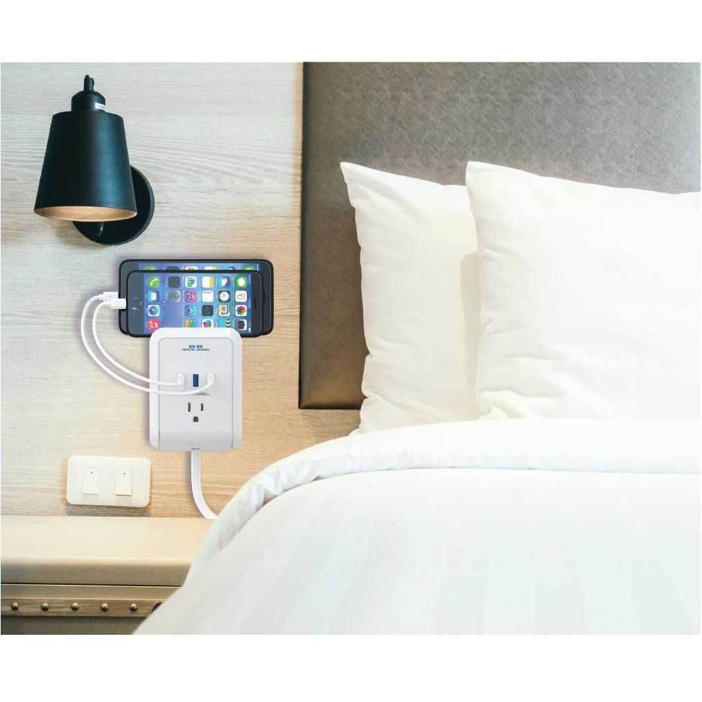 Bell + Howell 3-Outlet Power Pro Wall Outlet Surge Protector with 3 USB Ports and Extension Cord - Image 3