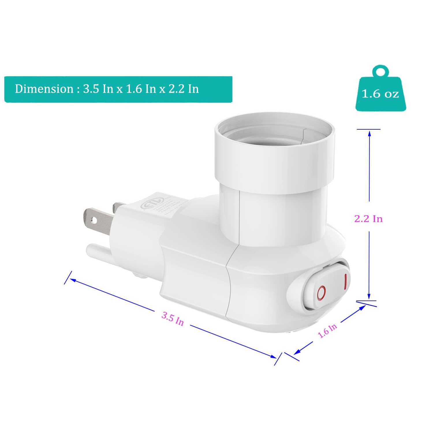 Borju Plug in Light Socket Outlet to Socket Adapter - Image 2