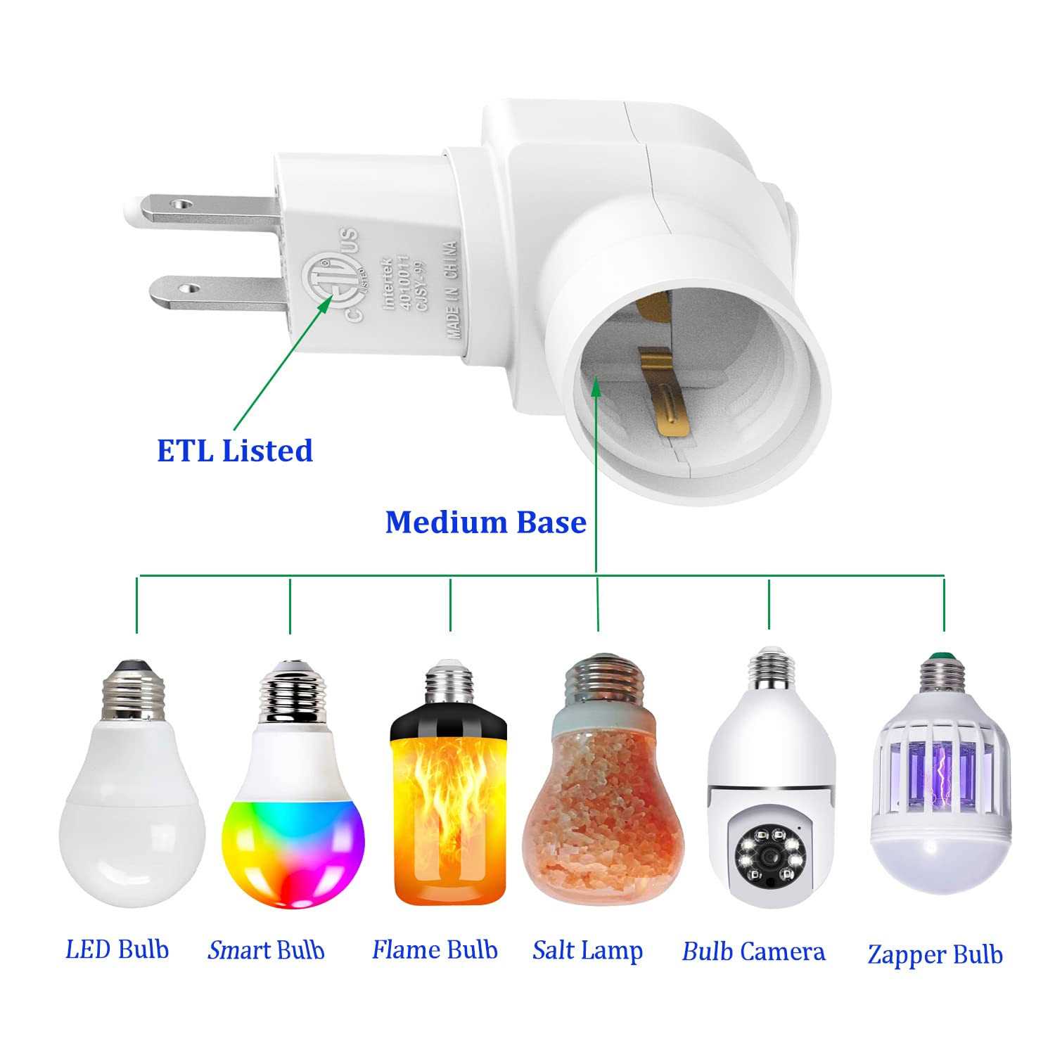 Borju Plug in Light Socket Outlet to Socket Adapter - Image 4