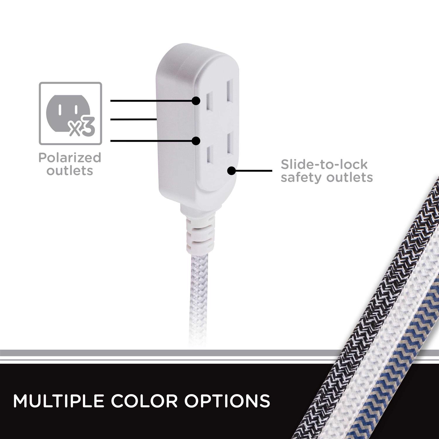 Cordinate 3 Outlet Extension Cord 15 ft Cable - Image 2