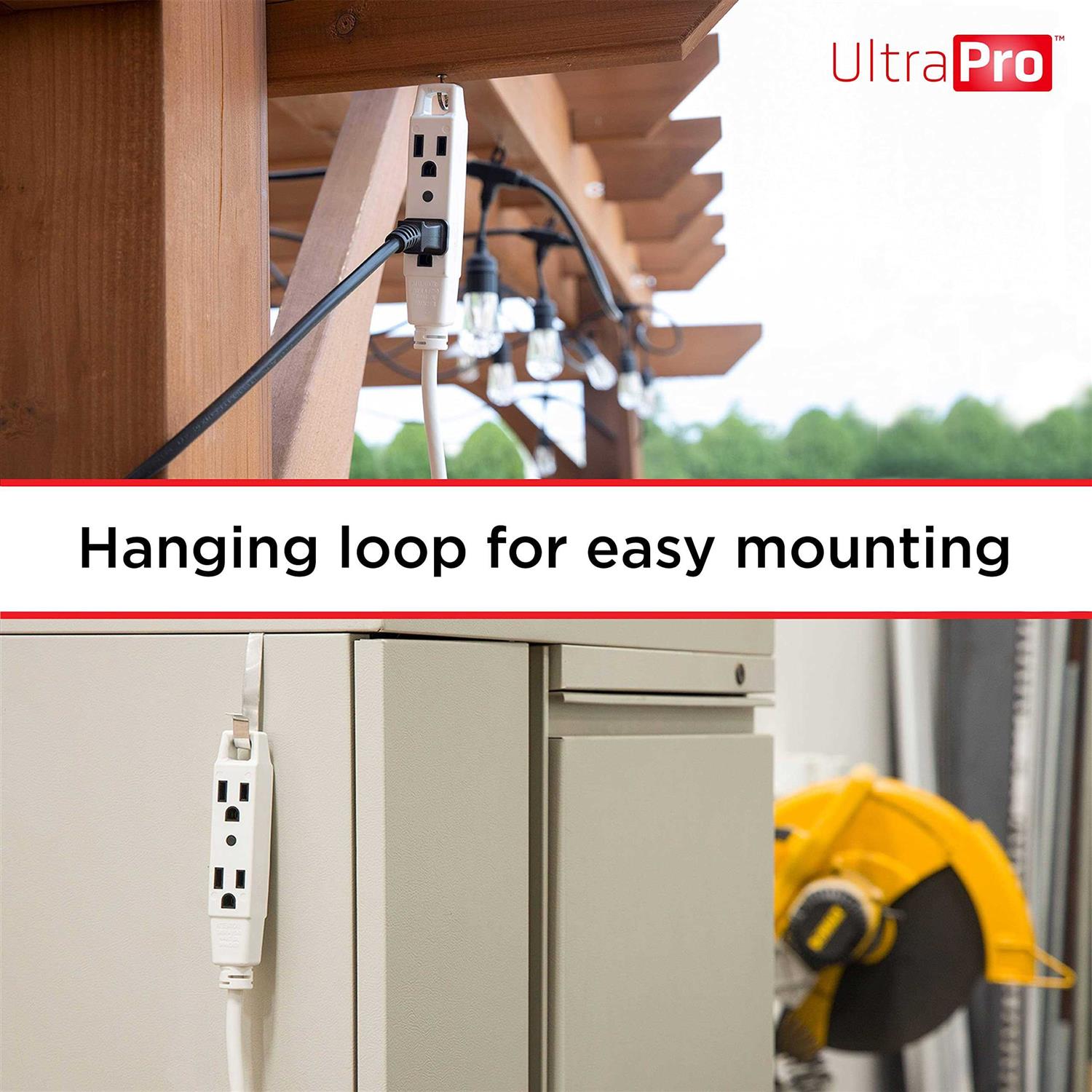 UltraPro 25 Ft Extension Cord 3-Outlet Power Strip Double Insulated - Image 3