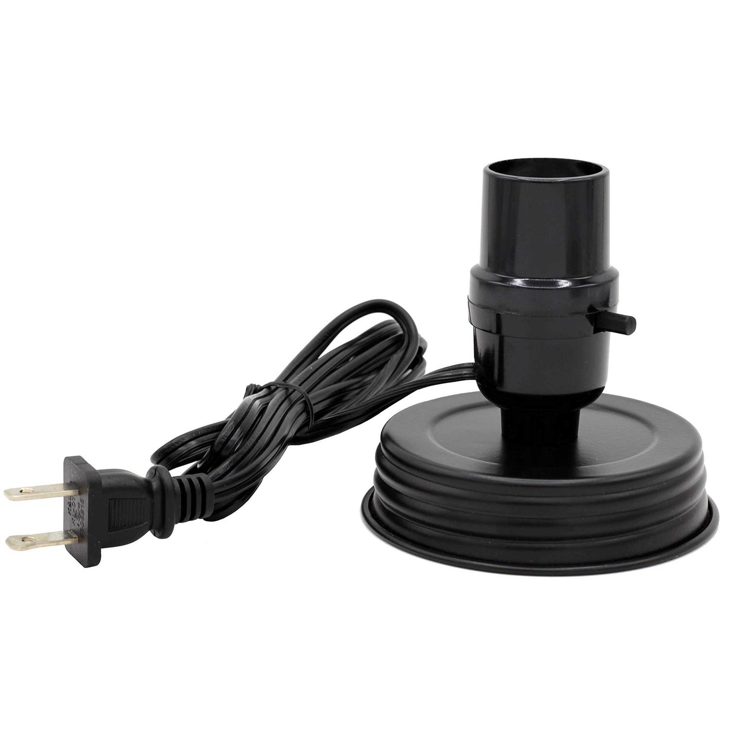 Creative Hobbies Diy Mason Jar Lamp Making Kit Black Color Lid & Socket great for Lamp Conversion