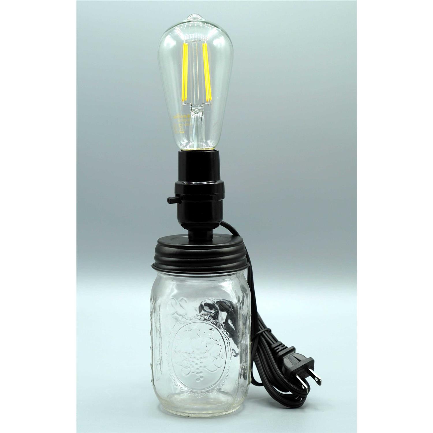 Creative Hobbies Diy Mason Jar Lamp Making Kit Black Color Lid & Socket great for Lamp Conversion - Image 4