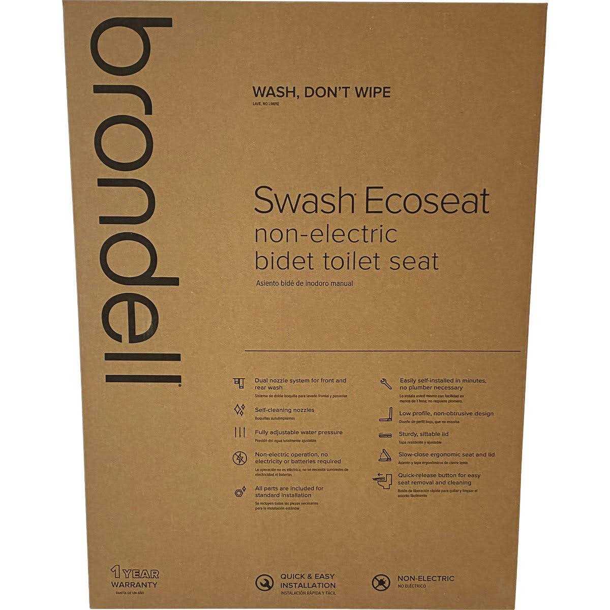 Brondell Swash Ecoseat White Elongated Bidet Toilet Seat - Image 3