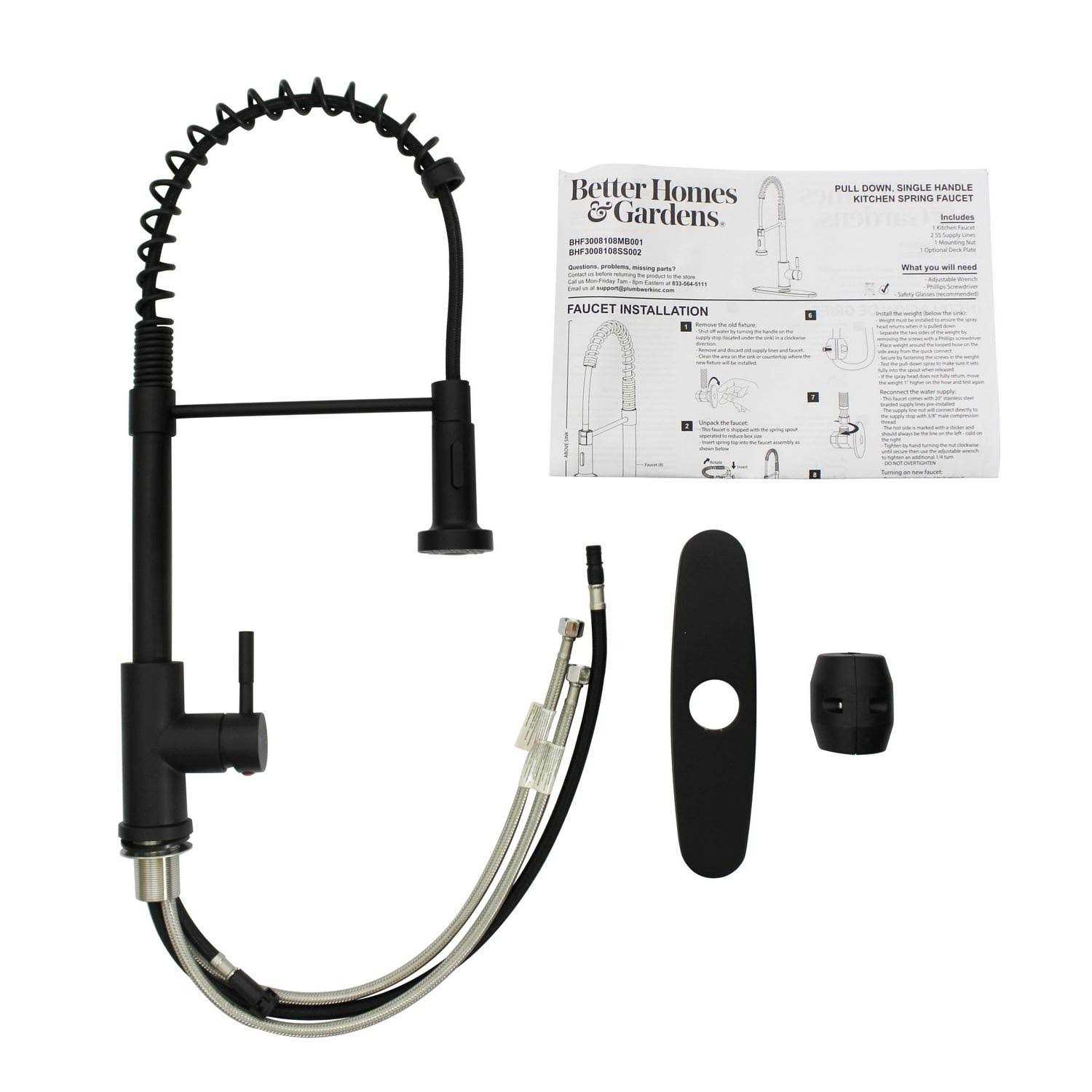 Better Homes & Gardens Elmont Single-Handle Spring Neck Pull Down Sprayer Kitchen Faucet - Image 5