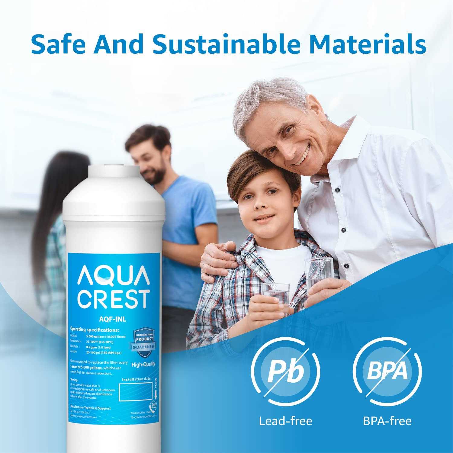 AQUA CREST Aquacrest 5 Years Capacity Inline Water Filter for Refrigerator with 1/4-Inch Direct Connect Fittings - Image 3