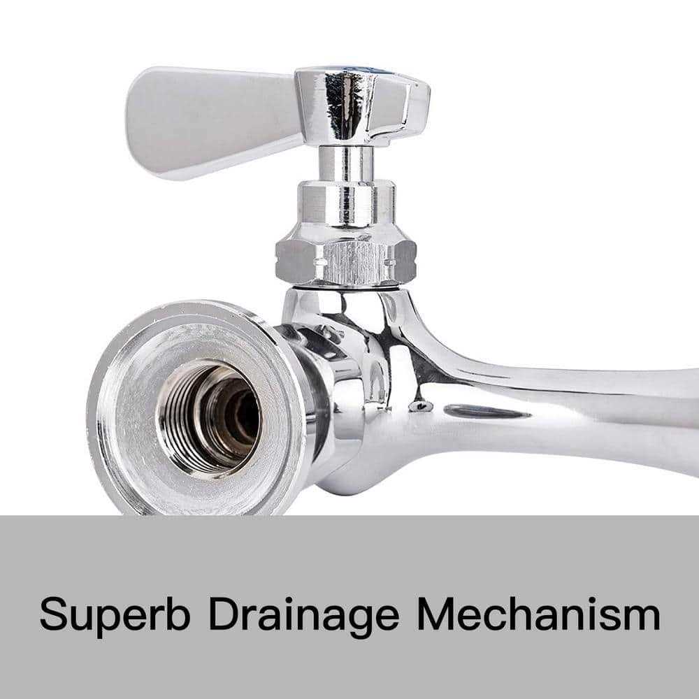 BWE 2-Handle Wall Mount Kitchen Faucet Swivel Spout 8 Center In Polished Chrome - Image 5